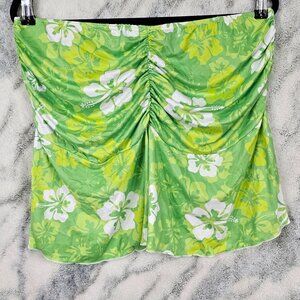 Dolls Kill - Shelly 2XL Plus Hibiscus Floral Print Ruched Lush Aloha State Mini